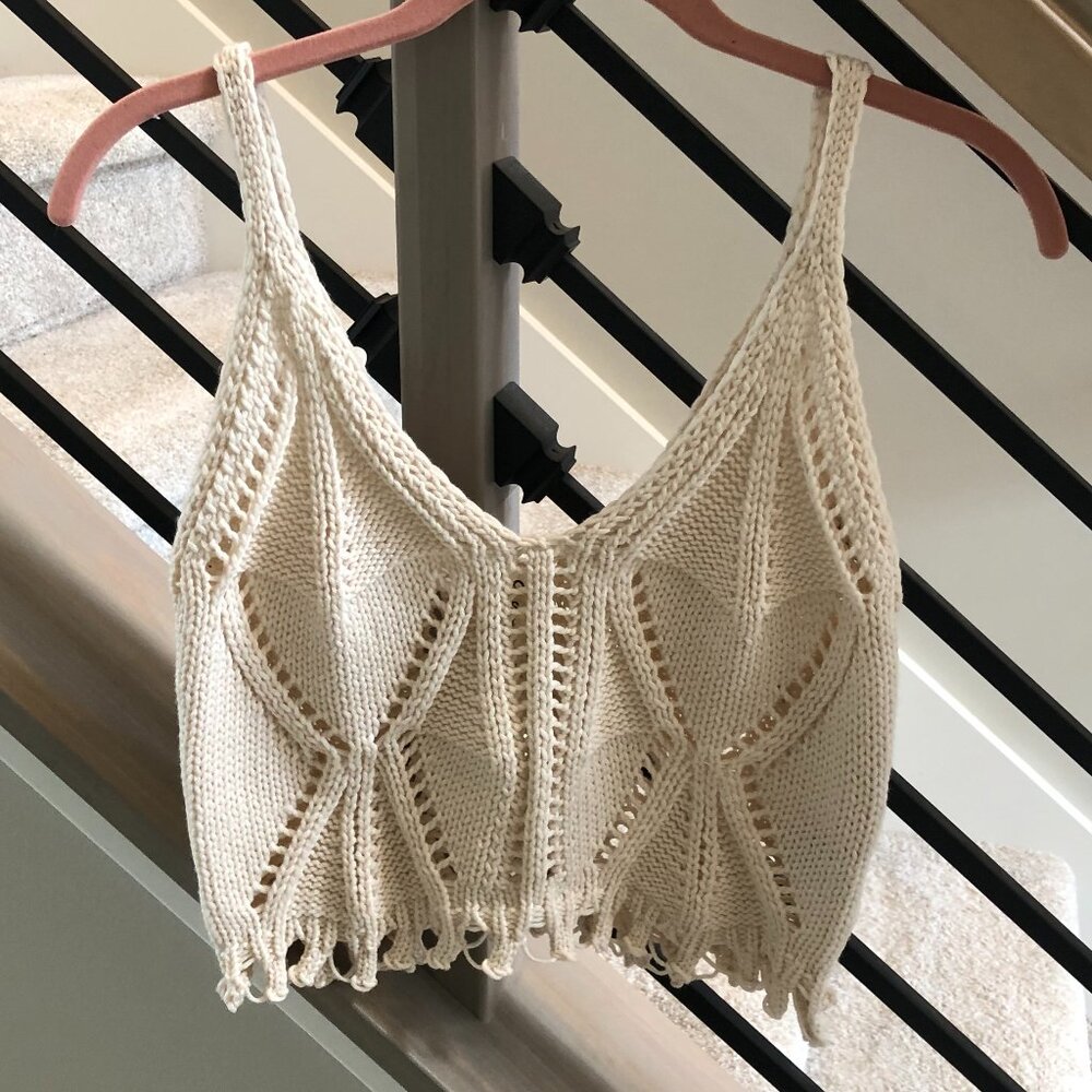 POL Beige Crochet Crop Top - NWOT